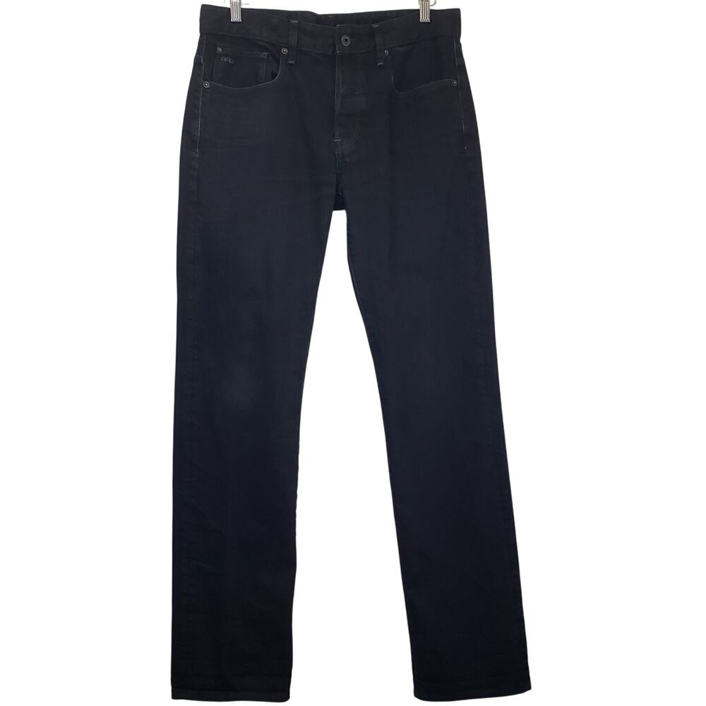 G-STAR RAW 3301 Loose Jeans Slim Straight Leg Black Dark Wash Men's **Size 34W**